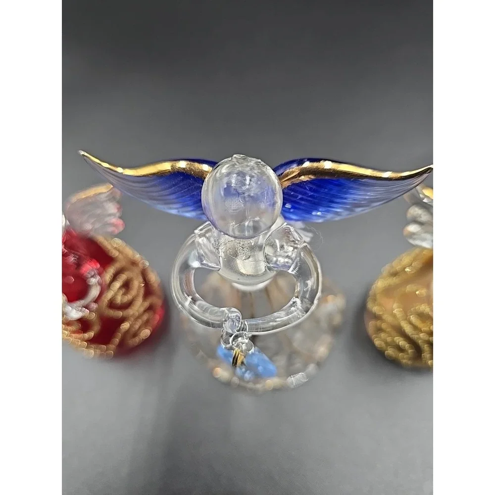 Christmas Angel Hand-crafted Glass Ornament Lot Of‎ 4 2.75